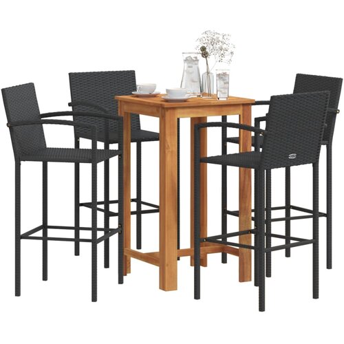 vidaXL 5-dijelni vrtni barski set crni od drva bagrema i poliratana Cijene