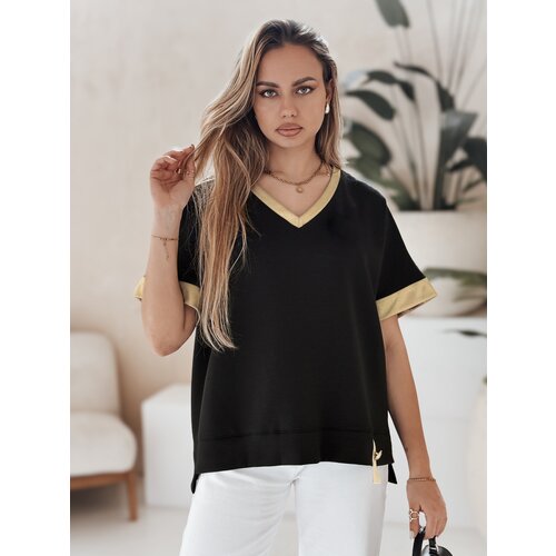 DStreet Bluzka damska oversize SHINE LOVE czarna Slike