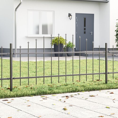 VidaXL Ograjni Panel z Oprinjem Set 4 Siva Pra&amp;scaron;no lakirano jeklo Slike