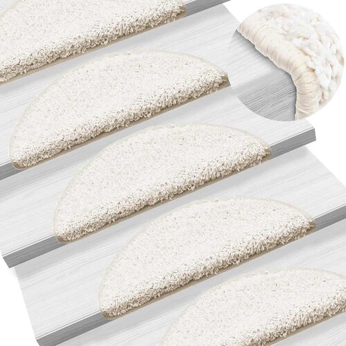  Prostirke za stepenice 15 kom 56x17x3 cm bijele poluokrugle Cene