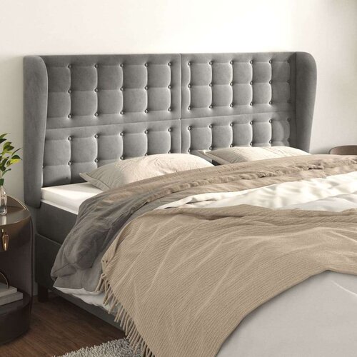  Uzglavlje s u&amp;scaron;ima svjetlosivo 203x23x118/128 cm bar&amp;scaron;unasto Slike
