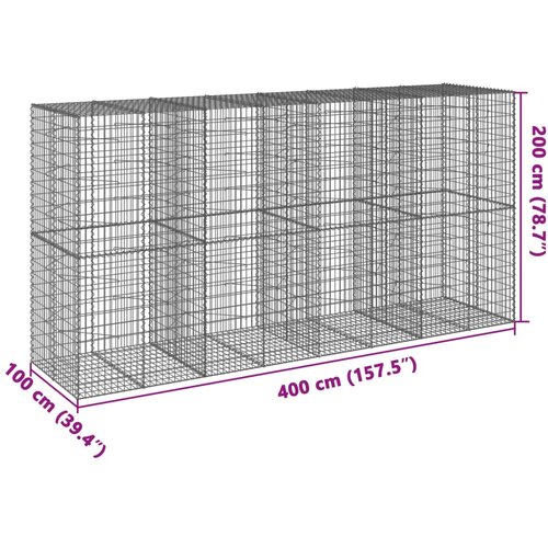  Gabionska ko&amp;scaron;ara s poklopcem 400x100x200 cm pocinčano željezo Slike