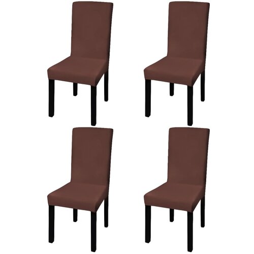 vidaXL Ravne raztegljive prevleke za stole 4 kosi rjave, (20623643) Cene