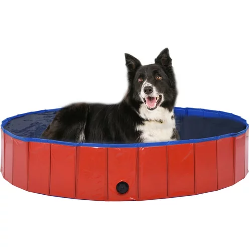 vidaXL Sklopivi bazen za pse crveni 160 x 30 cm PVC
