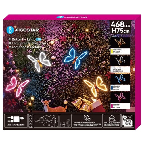 Aigostar LED spoljna božićna dekoracija 504xLED IP44, hladno bela, u obliku leptira Slike