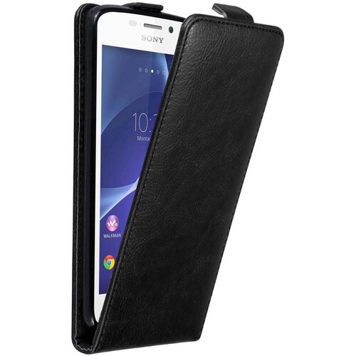 Cadorabo Ohišje, združljivo z Sony Xperia M2 / M2 AQUA v nočna črna - Zaščitni ovitek v obliki flipa z magnetnim zapiranjem, (20568062) Cene