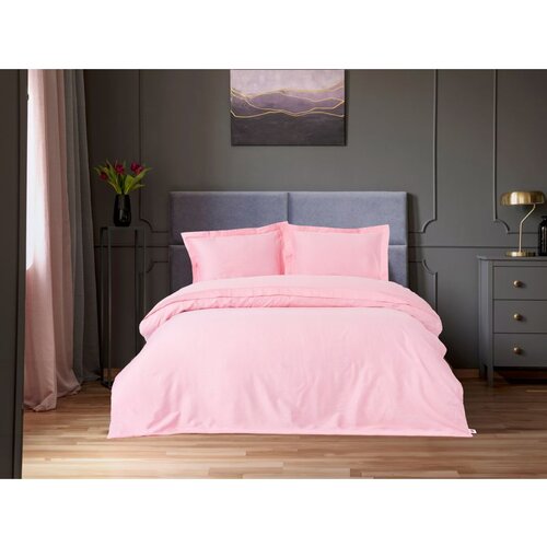  elegant pink pink satin super king quilt cover set (fr) Cene