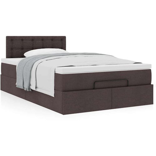VidaXL okvir za krevet s madraca tamnosmeđi 120x190 cm od tkanine Slike