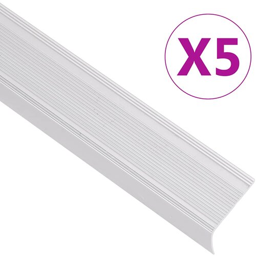 VidaXL Obroba za stopnice L-oblike 5 kosov aluminij 90 cm srebrna Slike