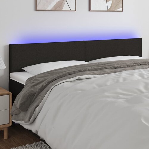 The Living Store led posteljno vzglavje črno 200x5x78/88 cm blago - led vzglavje, (21418393) Slike