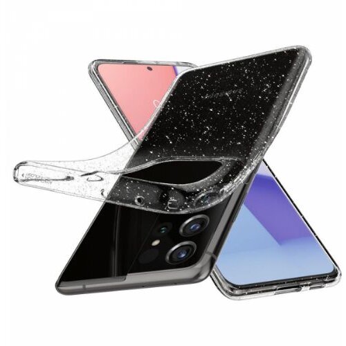 Spigen liquid Crystal ovitek za Samsung Galaxy S21 Ultra G998 prozoren z ble&amp;scaron;čicami Slike