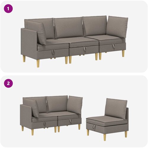  Set namje&amp;scaron;taja za dnevni boravak 3 pcs Sivosmeđa Tkanina Slike