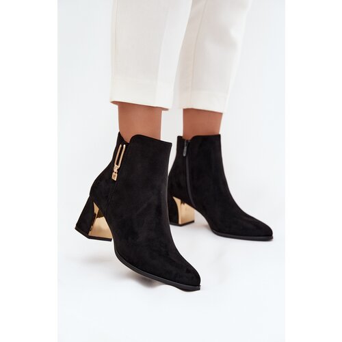 Boto Women&amp;#039;s heeled ankle boots with gold details black Kalivra Slike