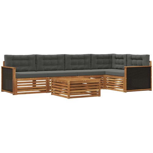  Set vanjskih sofa 6 kom. Prirodna i antracit Poliester Slike