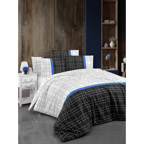  Patya whiteblackblue single quilt cover set Cene