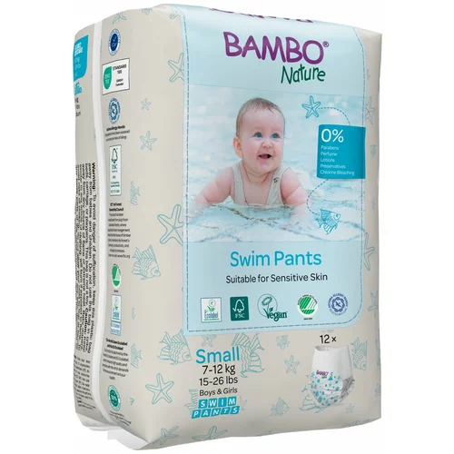 Bambo Nature plavalne plenice za enkratno uporabo S 7-12 kg white/blue