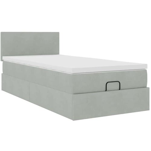 vidaXL Otomanski posteljni okvir z vzmetnico siv 90x200 cm žamet, (21609195) Cene
