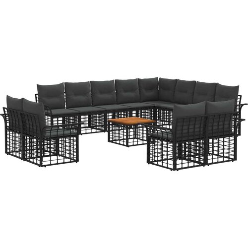  Set vanjskih sofa 13 pcs Crna i tamno siva Poliester - Crna i tamno siva sa stolom Cene