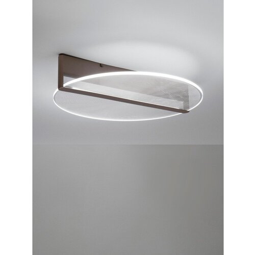 Nova Luce Rjava aluminijasta LED zatemnitvena stropna svetilka s senčilom iz akrilnega stekla Noah &amp;ndash; Slike