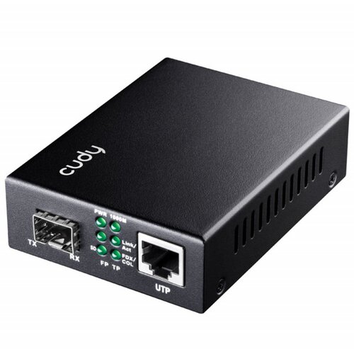 Cudy Gigabit Ethernet PoE+ Media Converter, MC220P 2.0 network media converter 1250 Mbit /s Black Slike