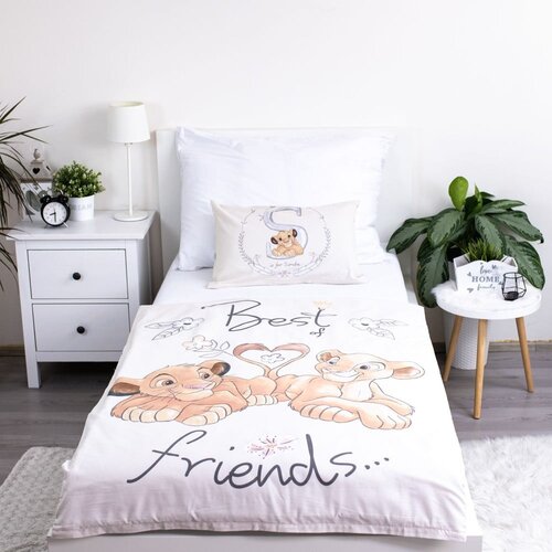Jerry Fabrics Svetlo rumena bombažna otro&amp;scaron;ka posteljnina za otro&amp;scaron;ko posteljico 100x135 cm Lion King &amp;quot;Best Friends&amp;quot; &amp;ndash; Slike