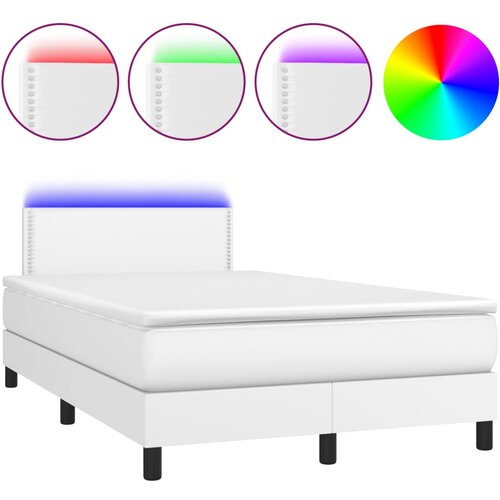 Maison Chic Box spring postelja - Vzmetna postelja z vzmetnico LED bela 120x190 cm um. usnje SL3662, (21906123) Cene