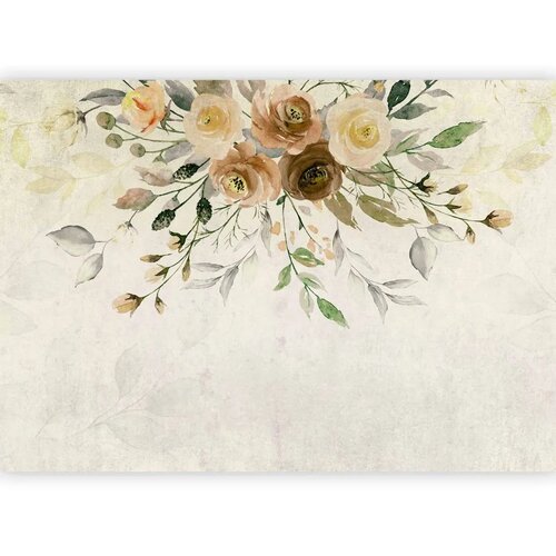  Foto tapeta - Summer bloom - retro floral motif with flowers and leaves with patterns 200x140 Slike