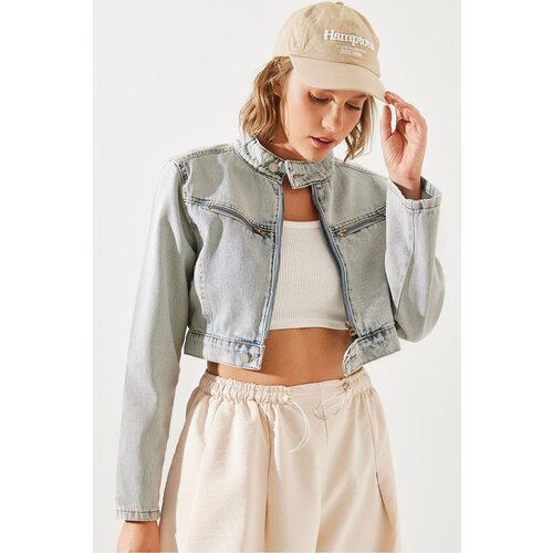 Bianco Lucci Women's Short Biker Denim Jacket 2277 Slike