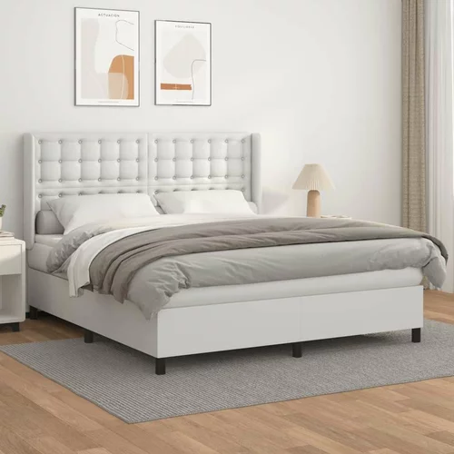  Box spring postelja z vzmetnico bel 160x200 cm umetno usnje, (20884049)