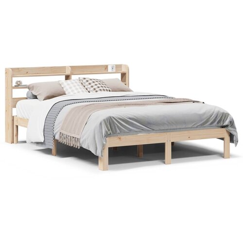 VidaXL Okvir za krevet s uzglavljem 140x200 cm od masivne borovine Slike