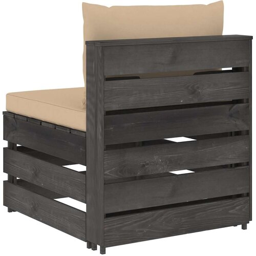  Modularna srednja sofa s jastucima od sivo impregniranog drva Siva Slike