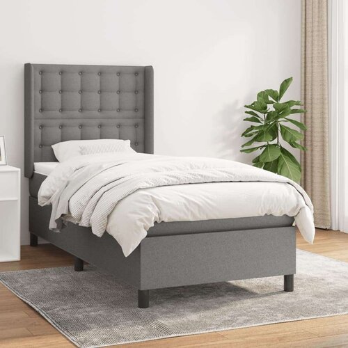  Box spring postelja z vzmetnico temno siva 90x200 cm blago, (20896359) Slike