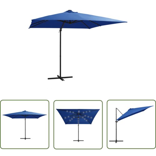  The Living Store Stranski senčnik LED in kovinski drog 250x250 cm sinje moder - Stranski Senčnik, (21742830) Cene