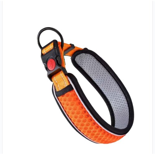 INF Adjustable Two-Tone Pet Collar with Reflective Strip, Padded Polyester Orange XS, (5000214739) Cene