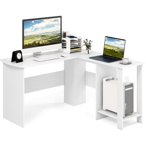  kotna pisalna miza 130 x 130 x 74 cm, bela Slike