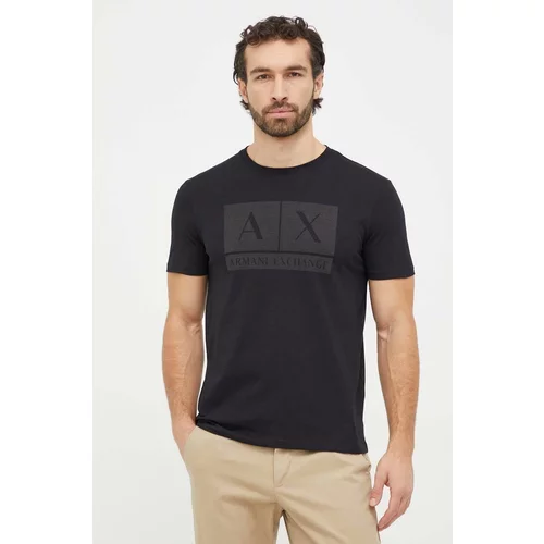 Armani_Exchange Bombažna kratka majica moški, črna barva