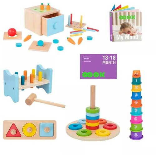 Tooky Toy Pomembno: Set razvojnih igrač za dojenčke, les - 60 kosov Cene
