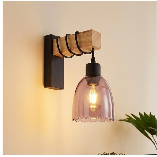 Brilagi Zidna svetiljka WOOD GLASS 1xE27/60W/230V borovina/crna/zadimljena bež Cene
