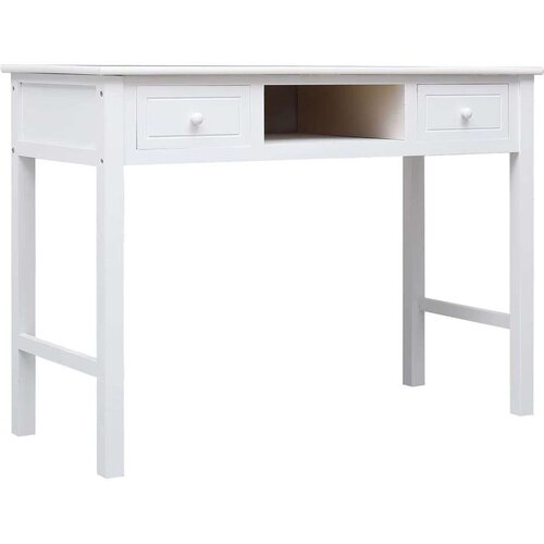  Radni stol bijeli 108 x 45 x 76 cm od masivnog drva paulovnije Slike