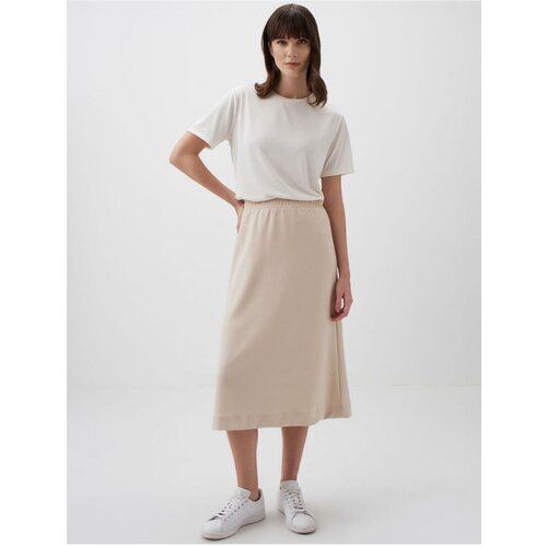 Jimmy Key Beige Normal Waist Basic Comfortable Midi Skirt Slike