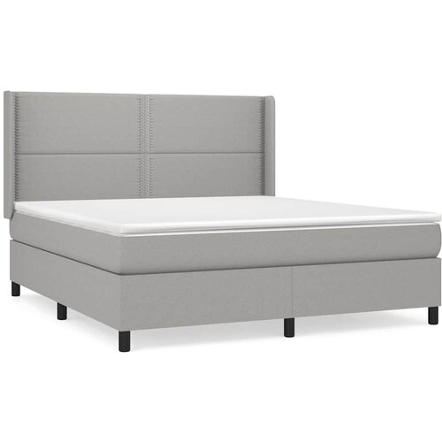  Krevet s oprugama i madracem svjetlosivi 180x200 cm od tkanine Slike