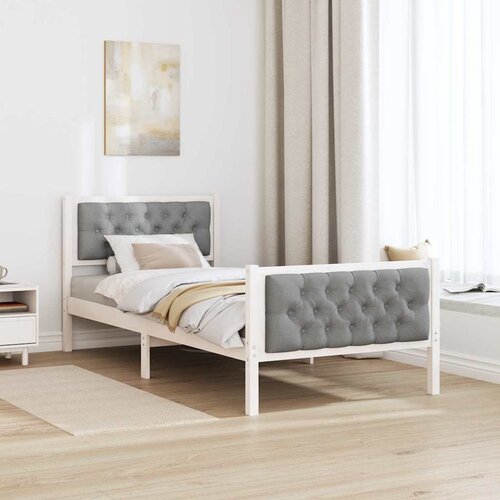  Krevetna konstrukcija s uzglavljem Svijetlo siva 90 x 200 cm Bijela Slike