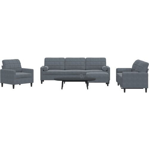  4-dijelni set sofa s jastucima tamnosivi baršunasti Cene