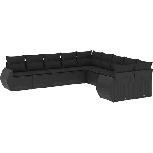  10-dijelni set vrtnih sofa s jastucima crni od poliratana Crna 71 x 62 x 69 cm Slike
