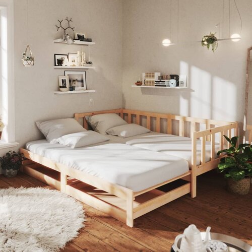 VidaXL Dnevni ležaj na izvlačenje 2 x (90 x 200) cm masivna borovina Slike