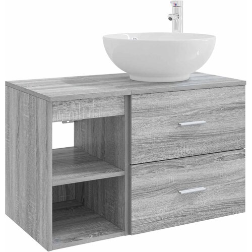  Set namje&amp;scaron;taja za kupaonicu 2 kom. Siva Sonoma 49,5 x 44,5 x 80 cm Slike