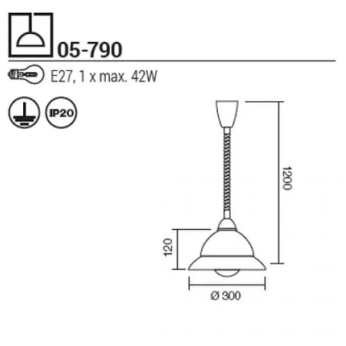  Redo 05-790 - Visilica na sajli ETRUSCA 1xE27/42W/230V Slike
