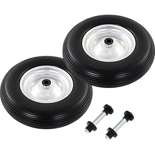VidaXL kolesa za samokolnico z osmi 2 kosa trden pu 4,00-8 390 mm Slike