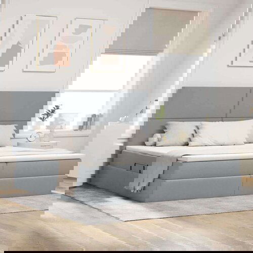  Krevet S LED lampica Svijetlo siva 200 x 200 cm tkanina Cijene