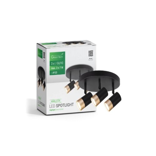 Greentech LED SPOT SVETILJKA GU10 X 3 CRNO-ZLATNA Slike
